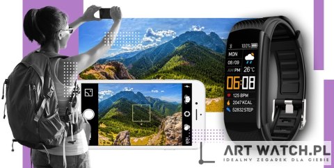 Smartwatch GIEWONT Czarno Jasnofioletowy 2 Paski GW200-8