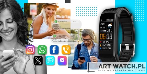 Smartwatch GIEWONT Czarno Niebieski 2 Paski GW200-7