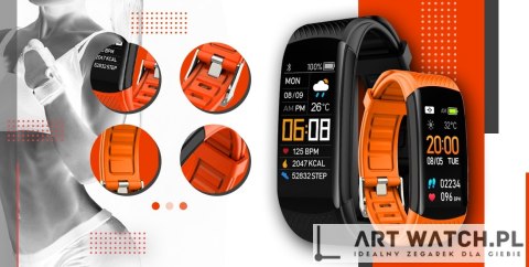 Smartwatch GIEWONT Czarno Pomarańczowy 2 Paski GW200-9