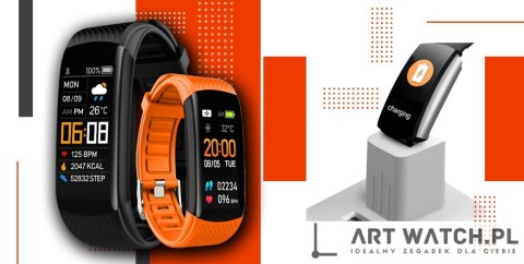 Smartwatch GIEWONT Czarno Pomarańczowy 2 Paski GW200-9
