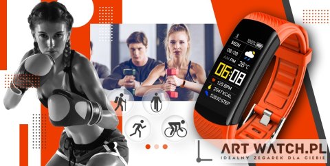 Smartwatch GIEWONT Czarno Pomarańczowy 2 Paski GW200-9