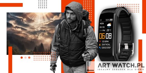 Smartwatch GIEWONT Czarno Pomarańczowy 2 Paski GW200-9