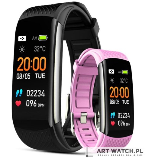 Smartwatch GIEWONT Czarno Różowy 2 Paski GW200-4