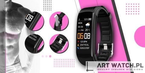 Smartwatch GIEWONT Czarno Różowy 2 Paski GW200-4