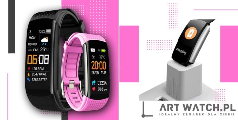 Smartwatch GIEWONT Czarno Różowy 2 Paski GW200-4