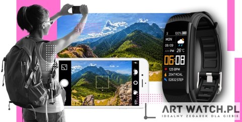 Smartwatch GIEWONT Czarno Różowy 2 Paski GW200-4