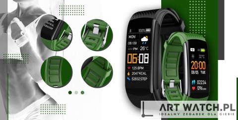 Smartwatch GIEWONT Czarno Zielony 2 Paski GW200-5