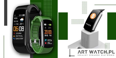 Smartwatch GIEWONT Czarno Zielony 2 Paski GW200-5
