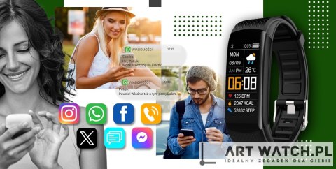 Smartwatch GIEWONT Czarno Zielony 2 Paski GW200-5