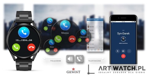 Smartwatch GIEWONT Vertex SmartCall GW450-2 Carbon/Carbon Leather