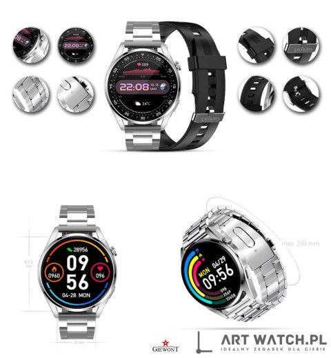Smartwatch GIEWONT Vertex SmartCall GW450-4 Silver/Carbon Silikon