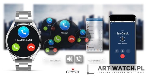 Smartwatch GIEWONT Vertex SmartCall GW450-4 Silver/Carbon Silikon
