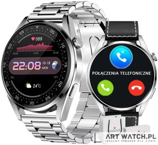 Smartwatch GIEWONT Vertex SmartCall GW450-5 Silver/Carbon Leather