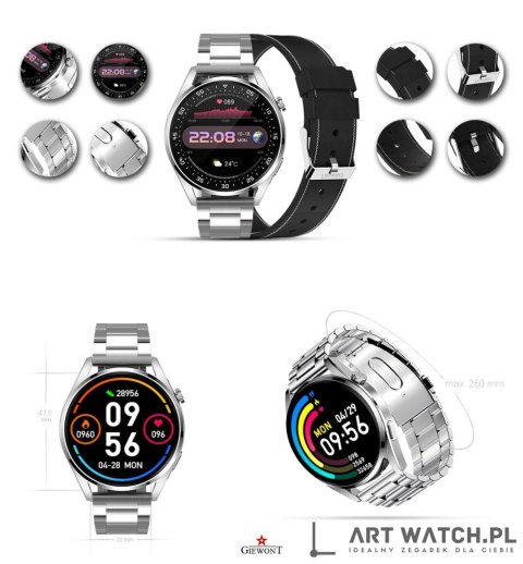 Smartwatch GIEWONT Vertex SmartCall GW450-5 Silver/Carbon Leather