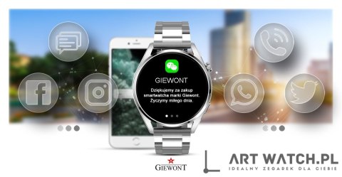 Smartwatch GIEWONT Vertex SmartCall GW450-5 Silver/Carbon Leather