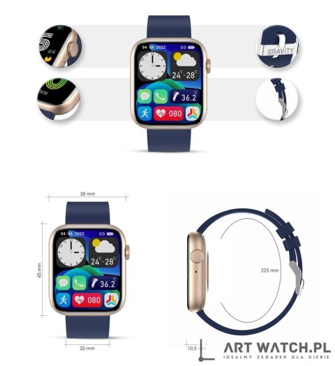 Smartwatch Damski Gravity GT3-4 Różowo-Granatowy