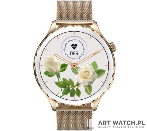 Smartwatch Damski Rubicon RNCF02-2 Złoty + Pasek Różowy