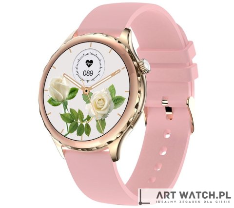 Smartwatch Damski Rubicon RNCF02-2 Złoty + Pasek Różowy