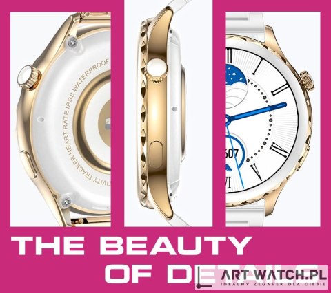 Smartwatch Damski Rubicon RNCF02-2 Złoty + Pasek Różowy