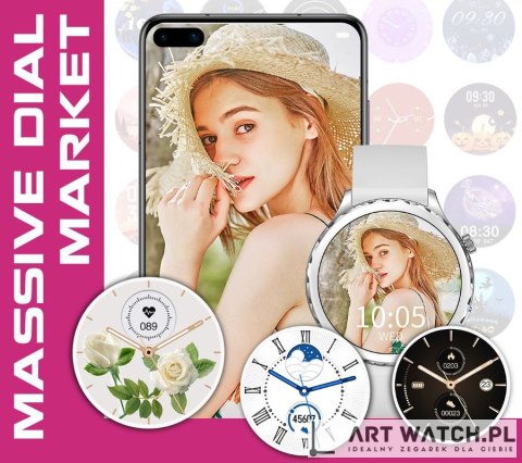 Smartwatch Damski Rubicon RNCF02-2 Złoty + Pasek Różowy