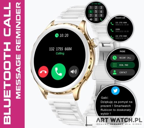 Smartwatch Damski Rubicon RNCF02-2 Złoty + Pasek Różowy
