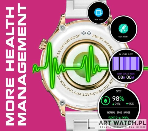Smartwatch Damski Rubicon RNCF02-2 Złoty + Pasek Różowy