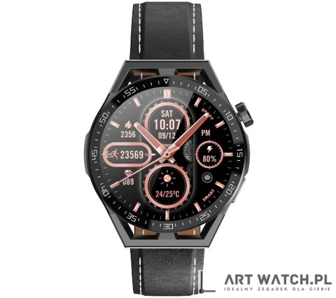 Smartwatch Rubicon RNCE88-1 Czarny- Czarny Pasek Silikonowy + Czarny Pasek Skórzany