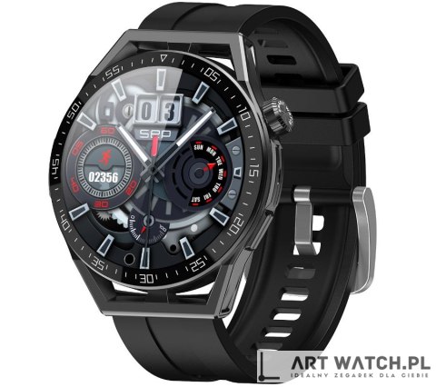 Smartwatch Rubicon RNCE88-1 Czarny- Czarny Pasek Silikonowy + Czarny Pasek Skórzany