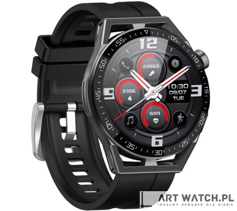 Smartwatch Rubicon RNCE88-1 Czarny- Czarny Pasek Silikonowy + Czarny Pasek Skórzany