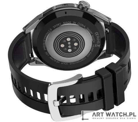 Smartwatch Rubicon RNCE88-1 Czarny- Czarny Pasek Silikonowy + Czarny Pasek Skórzany