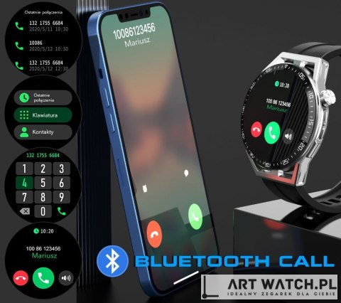 Smartwatch Rubicon RNCE88-1 Czarny- Czarny Pasek Silikonowy + Czarny Pasek Skórzany