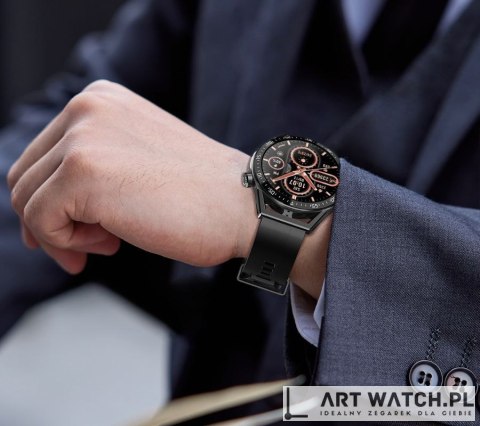 Smartwatch Rubicon RNCE88-1 Czarny- Czarny Pasek Silikonowy + Czarny Pasek Skórzany