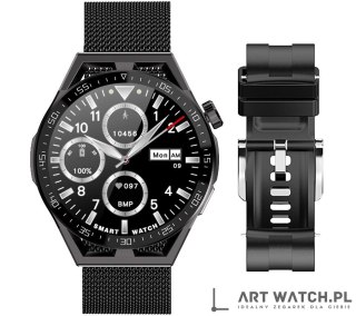 Smartwatch Rubicon RNCE88-2 Czarny- Czarny Pasek Silikonowy + Czarna Bransoleta