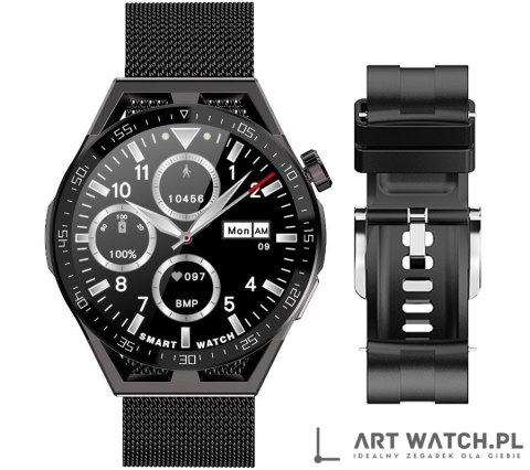 Smartwatch Rubicon RNCE88-2 Czarny- Czarny Pasek Silikonowy + Czarna Bransoleta