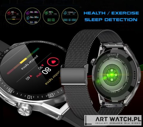 Smartwatch Rubicon RNCE88-2 Czarny- Czarny Pasek Silikonowy + Czarna Bransoleta