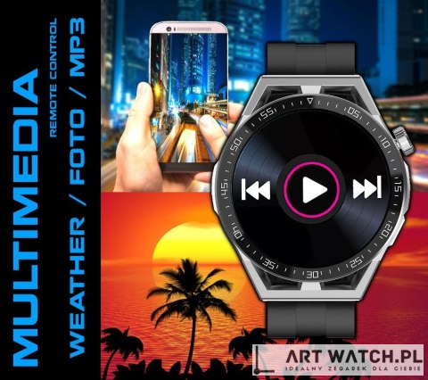 Smartwatch Rubicon RNCE88-2 Czarny- Czarny Pasek Silikonowy + Czarna Bransoleta
