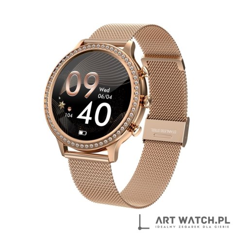 Smartwatch Damski VELTORI VT310-1 Złota Bransoleta + Różowy Pasek Silikonowy