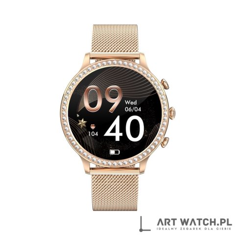 Smartwatch Damski VELTORI VT310-1 Złota Bransoleta + Różowy Pasek Silikonowy