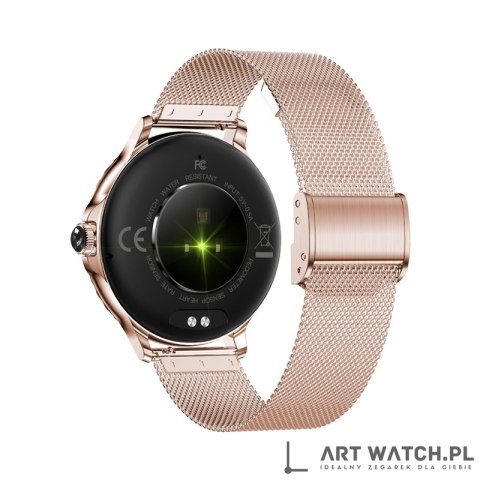 Smartwatch Damski VELTORI VT320-1 Złota Bransoleta + Różowy Pasek Silikonowy