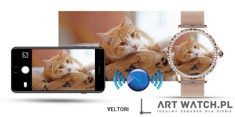 Smartwatch Damski VELTORI VT320-1 Złota Bransoleta + Różowy Pasek Silikonowy