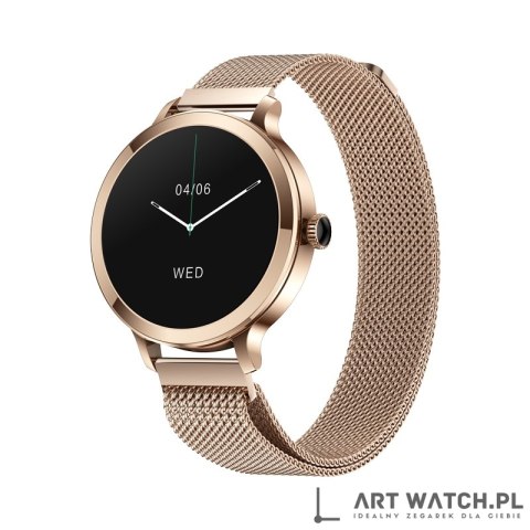 Smartwatch Damski VELTORI VT340-1 Złota Bransoleta + Różowy Pasek Silikonowy