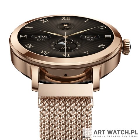 Smartwatch Damski VELTORI VT340-1 Złota Bransoleta + Różowy Pasek Silikonowy