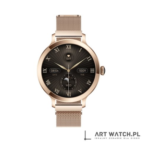 Smartwatch Damski VELTORI VT340-1 Złota Bransoleta + Różowy Pasek Silikonowy