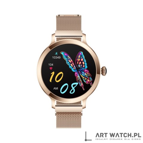 Smartwatch Damski VELTORI VT340-1 Złota Bransoleta + Różowy Pasek Silikonowy