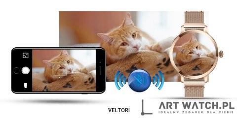 Smartwatch Damski VELTORI VT340-1 Złota Bransoleta + Różowy Pasek Silikonowy