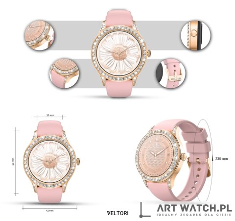 Smartwatch Damski VELTORI VT360-1 Różowy Pasek Silikonowy