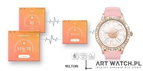 Smartwatch Damski VELTORI VT360-1 Różowy Pasek Silikonowy