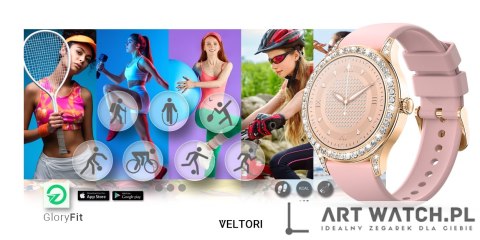 Smartwatch Damski VELTORI VT360-1 Różowy Pasek Silikonowy