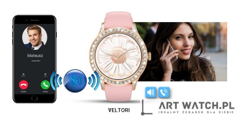 Smartwatch Damski VELTORI VT360-1 Różowy Pasek Silikonowy