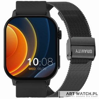 Smartwatch Gravity GT15-1 Czarny Pasek Silikonowy + Czarna Bransoleta